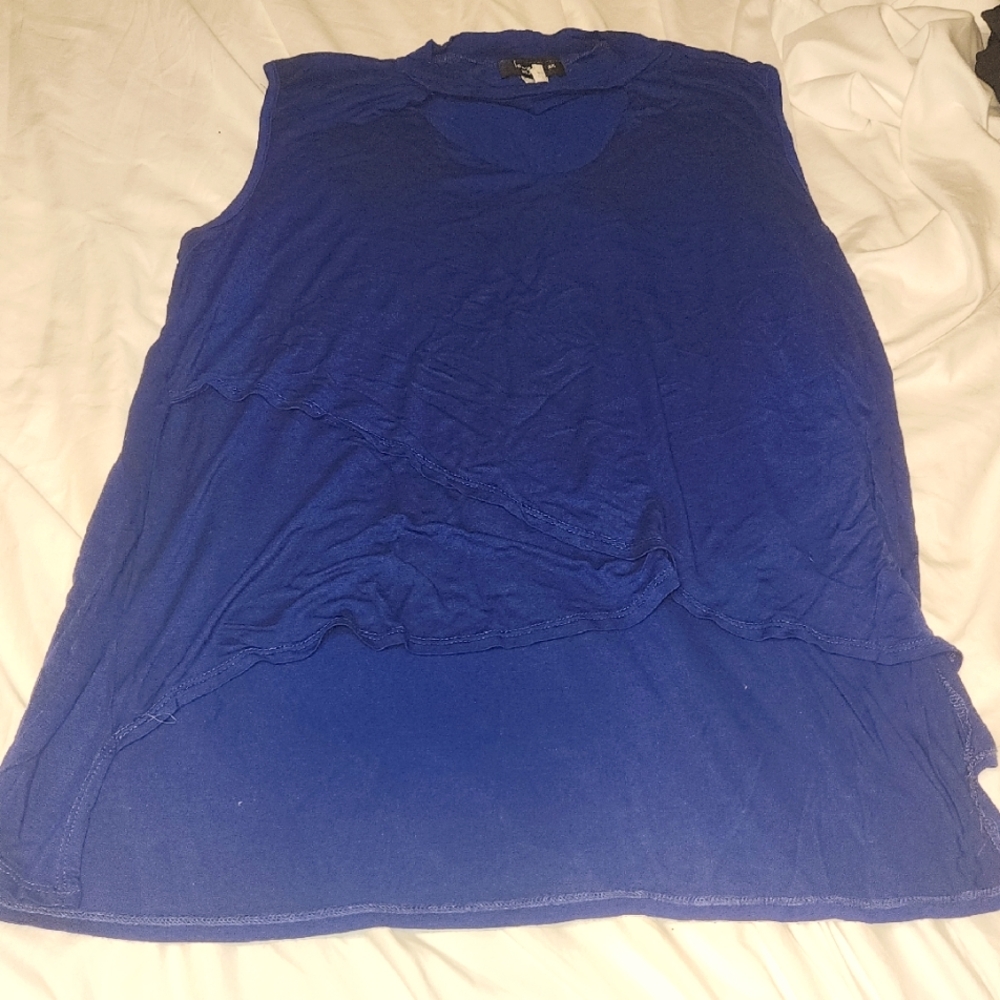 Cobalt Blue Sleeveless Top With High-low Crossover Hem . Size 2X
